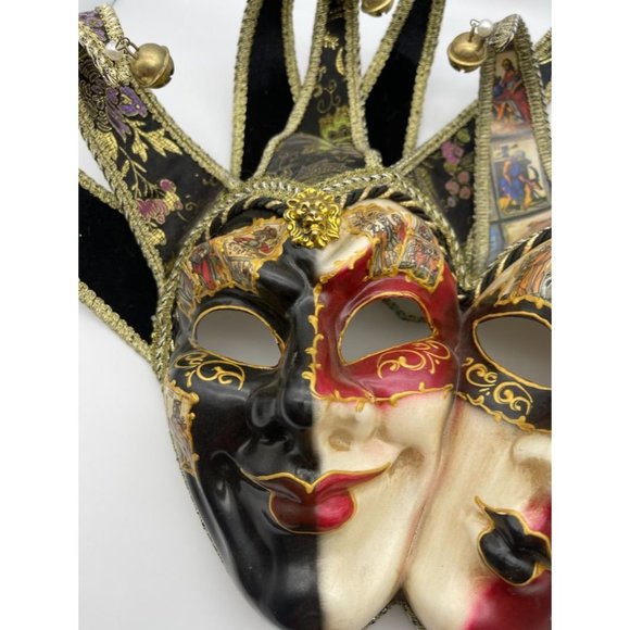 VTG Authentic hand made in Italy Venetian carnival jester dual wall mask - Picture 9 of 14